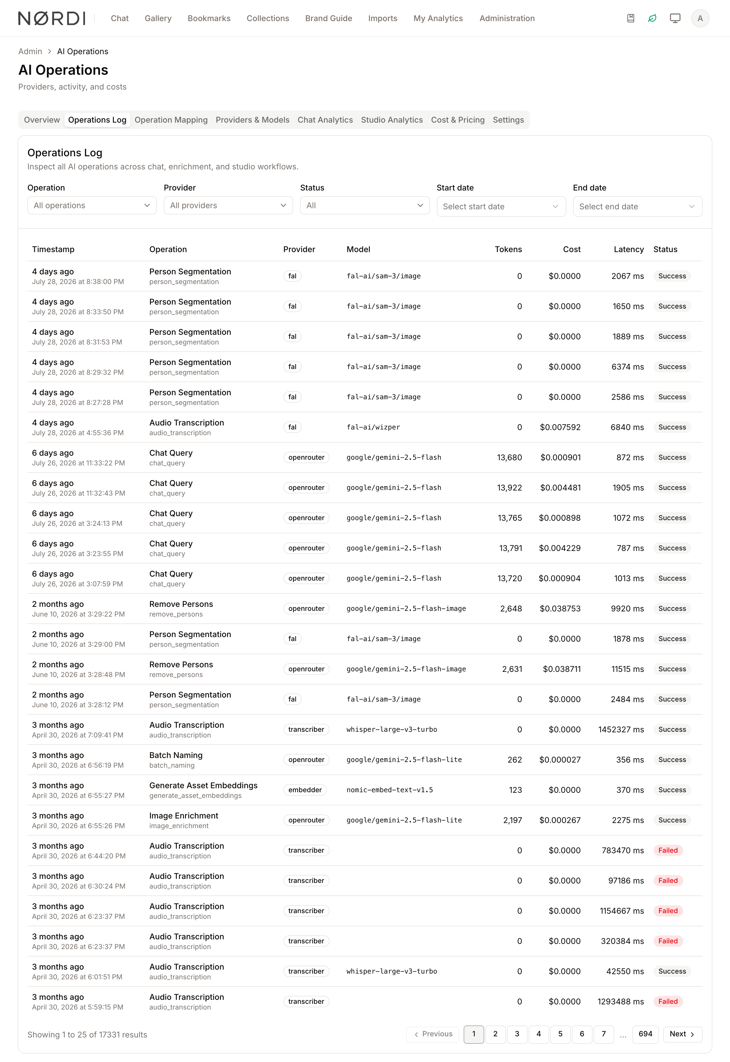 Operations Log
