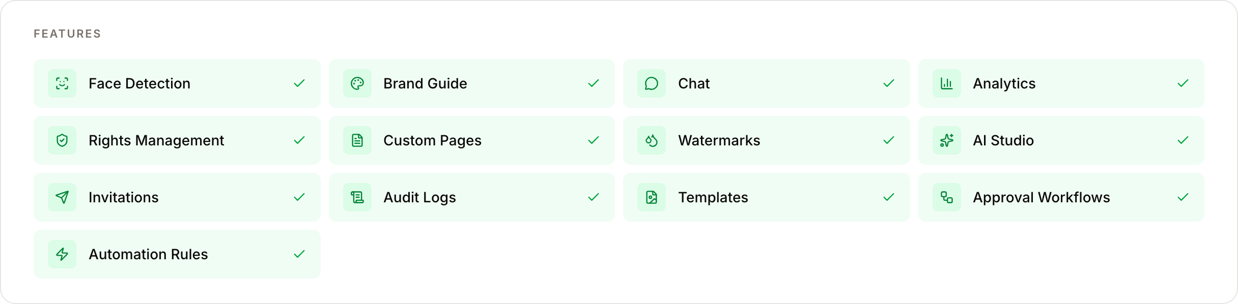 Feature availability grid