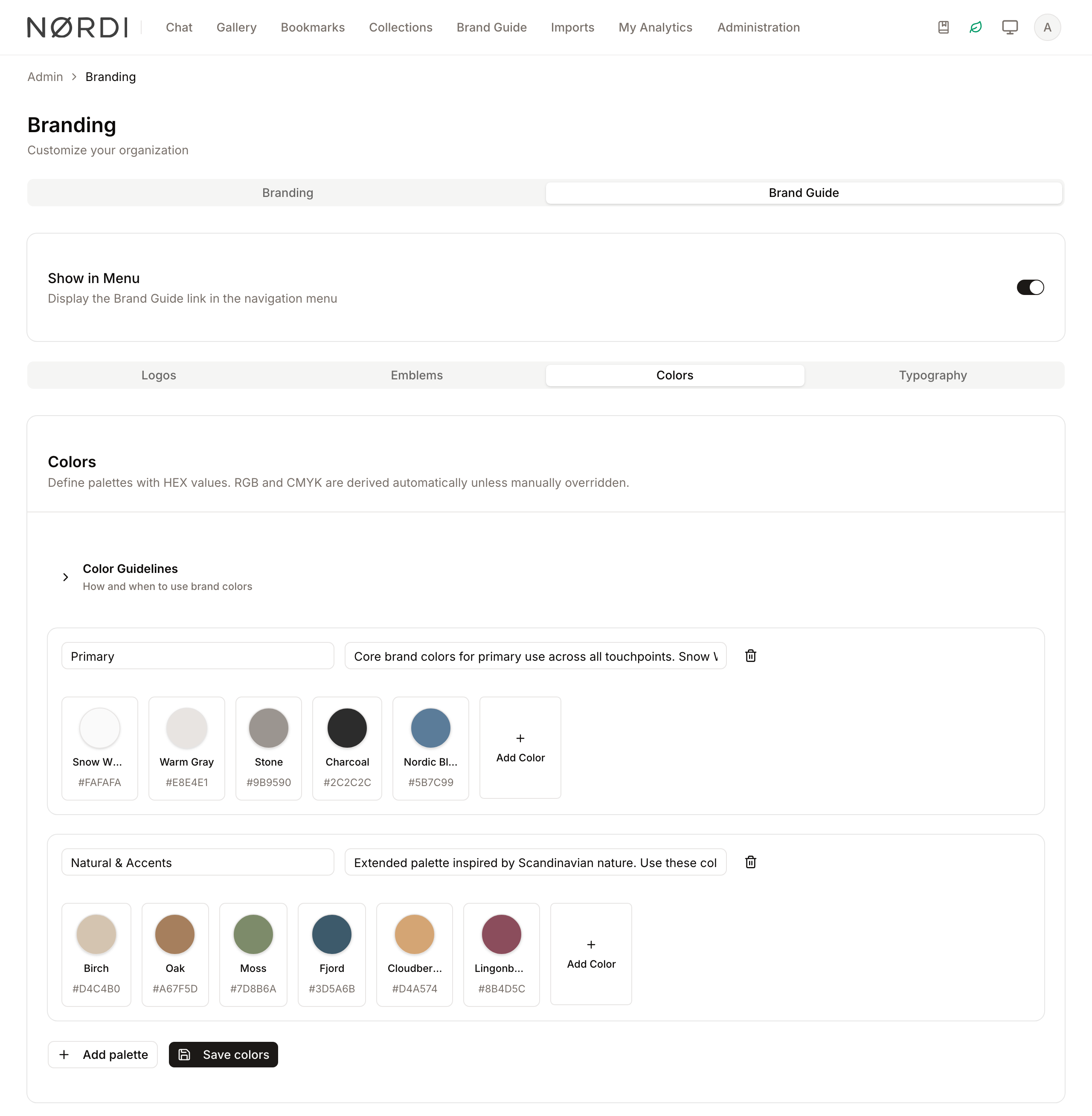 Color Palette Configuration