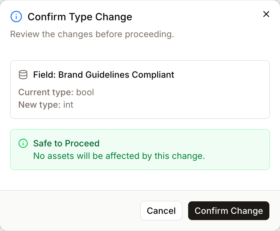 Type Change Warning