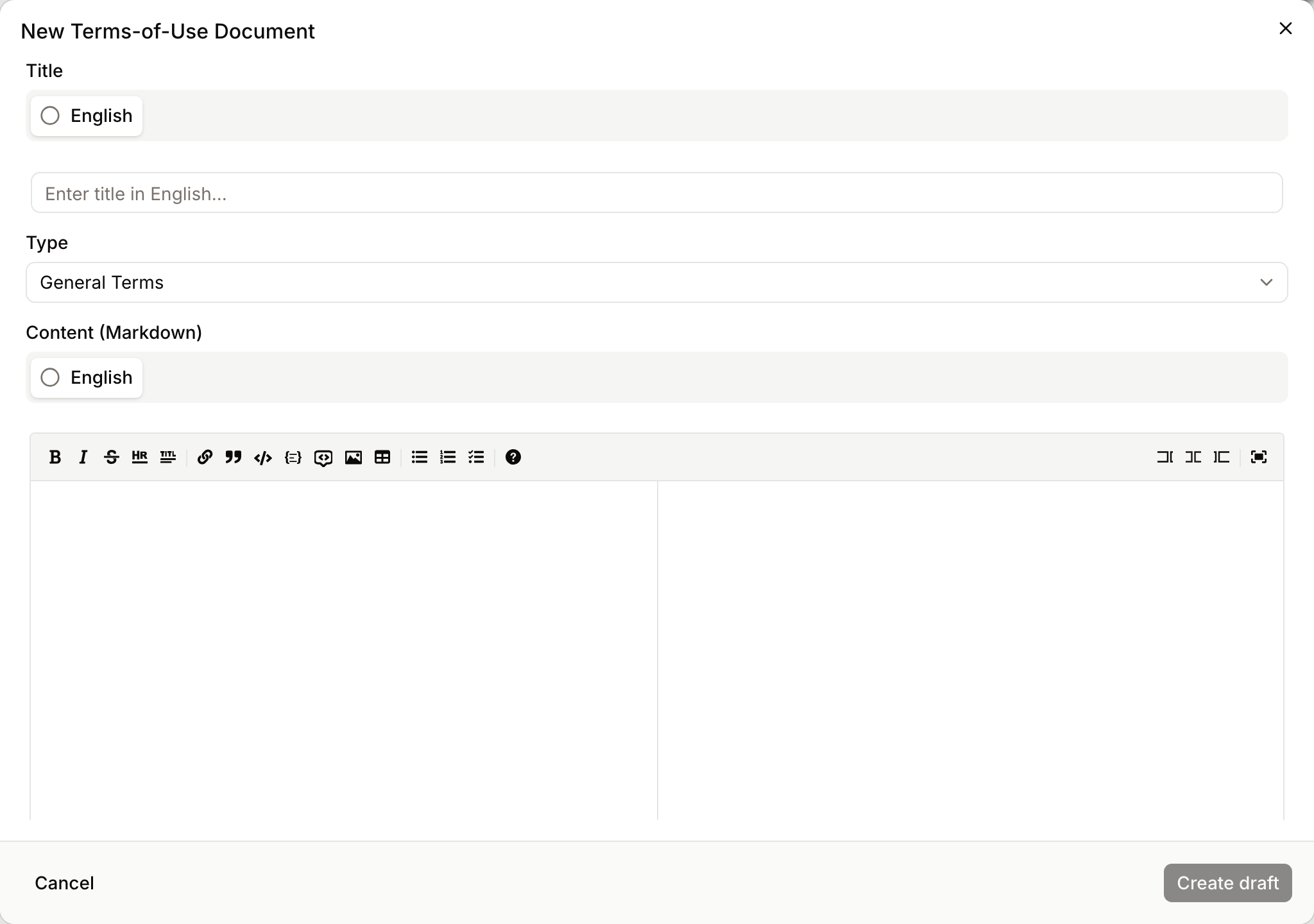 Creating a new terms document