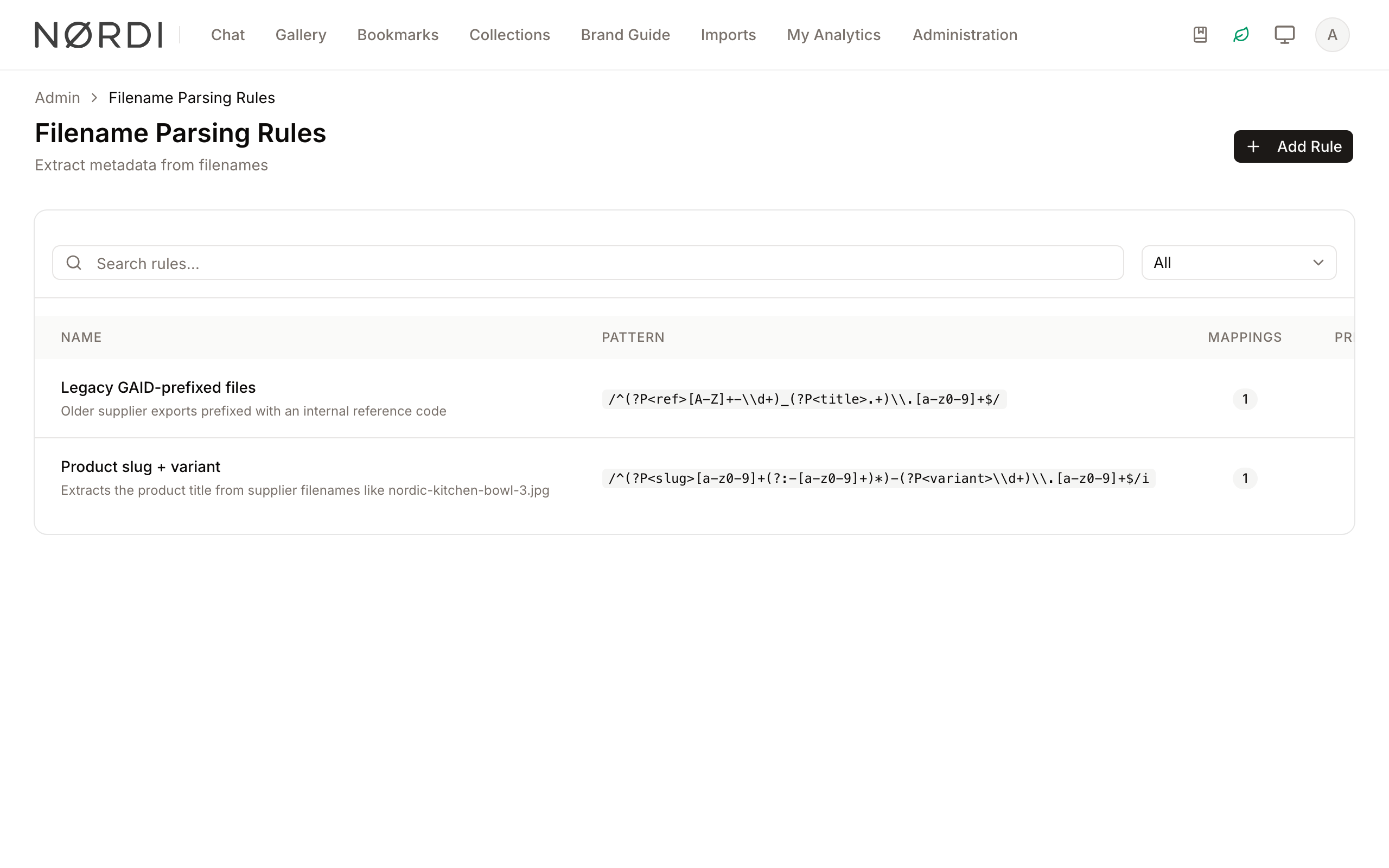 Filename Parsing Rules overview