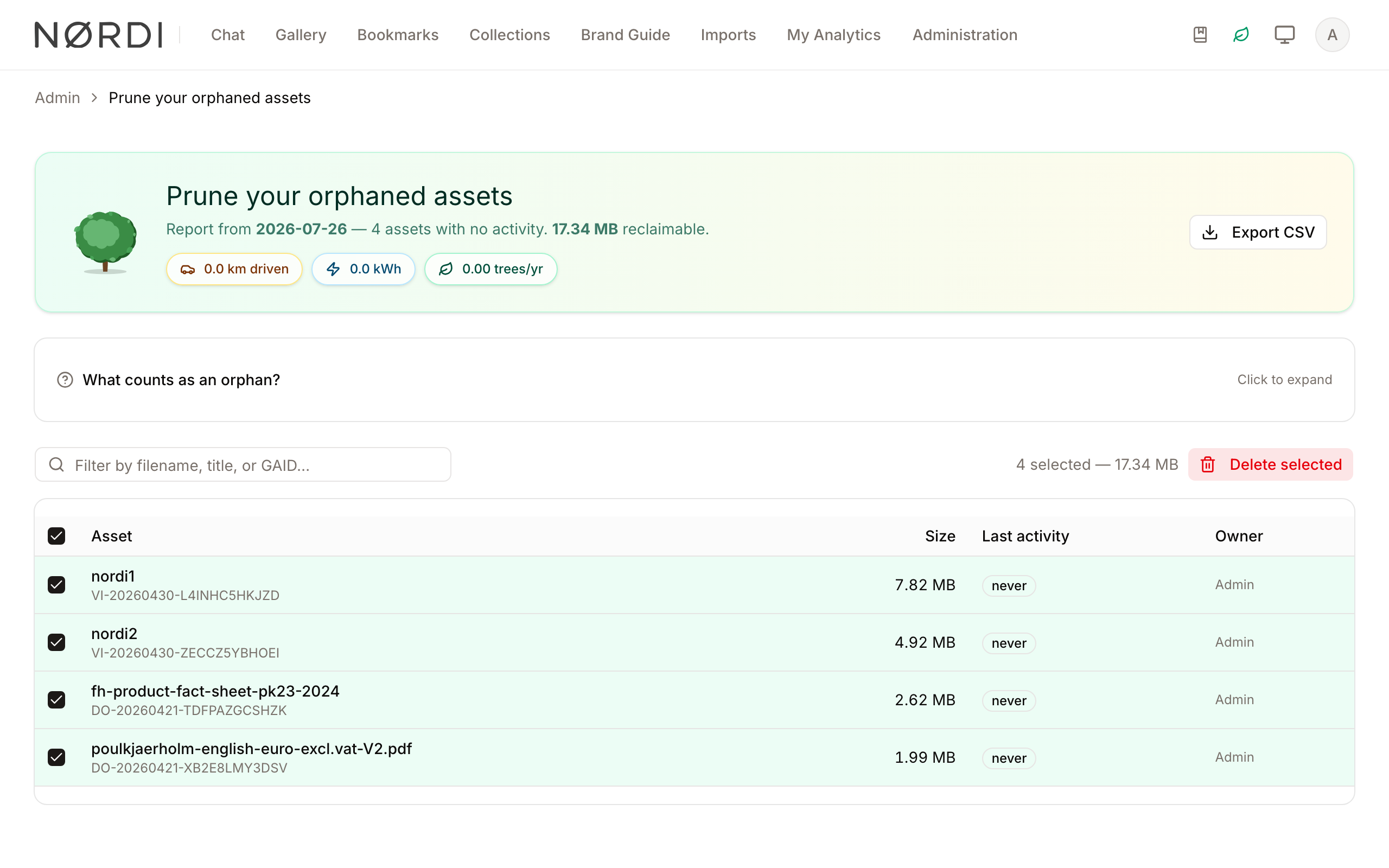 Orphan Asset Table