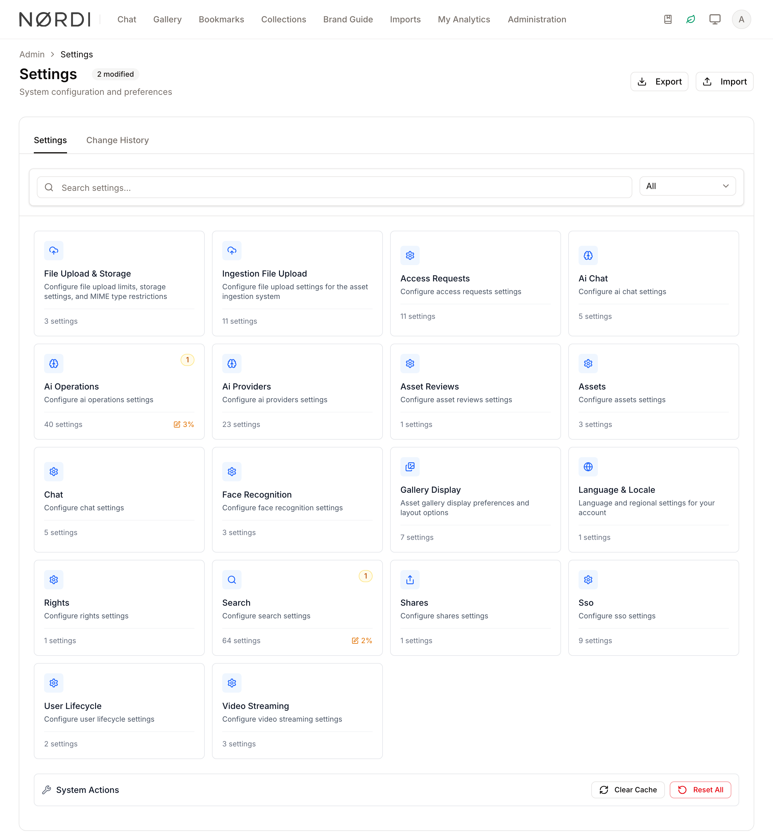 System Settings overview