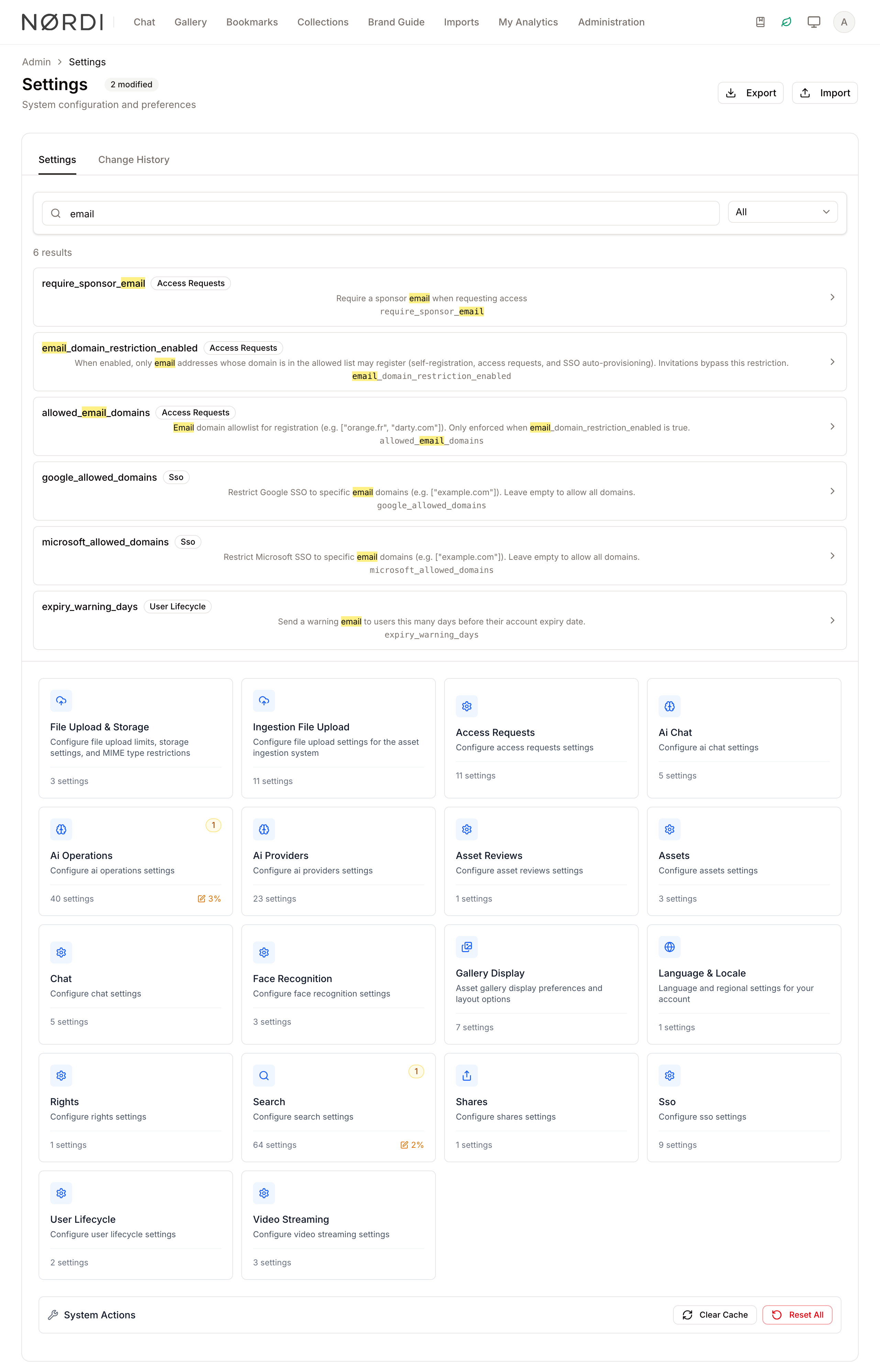 Search Settings