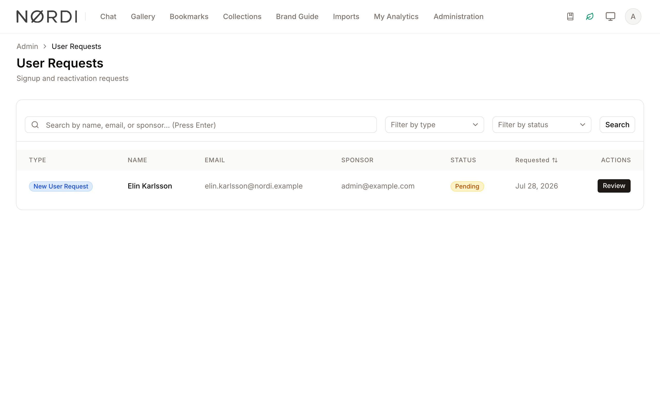 User Requests overview