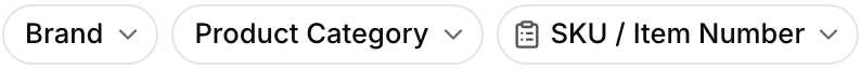 The row of promoted quick-filter chips shown below the search bar