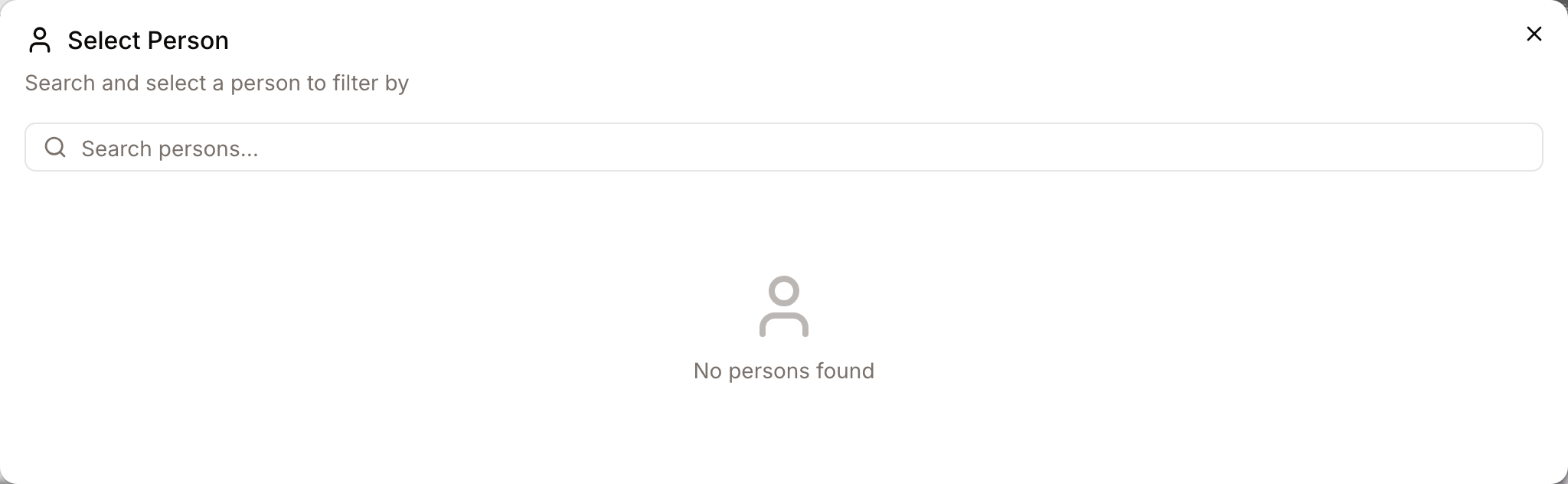 The person search dialog in its empty state — no named people yet in this library