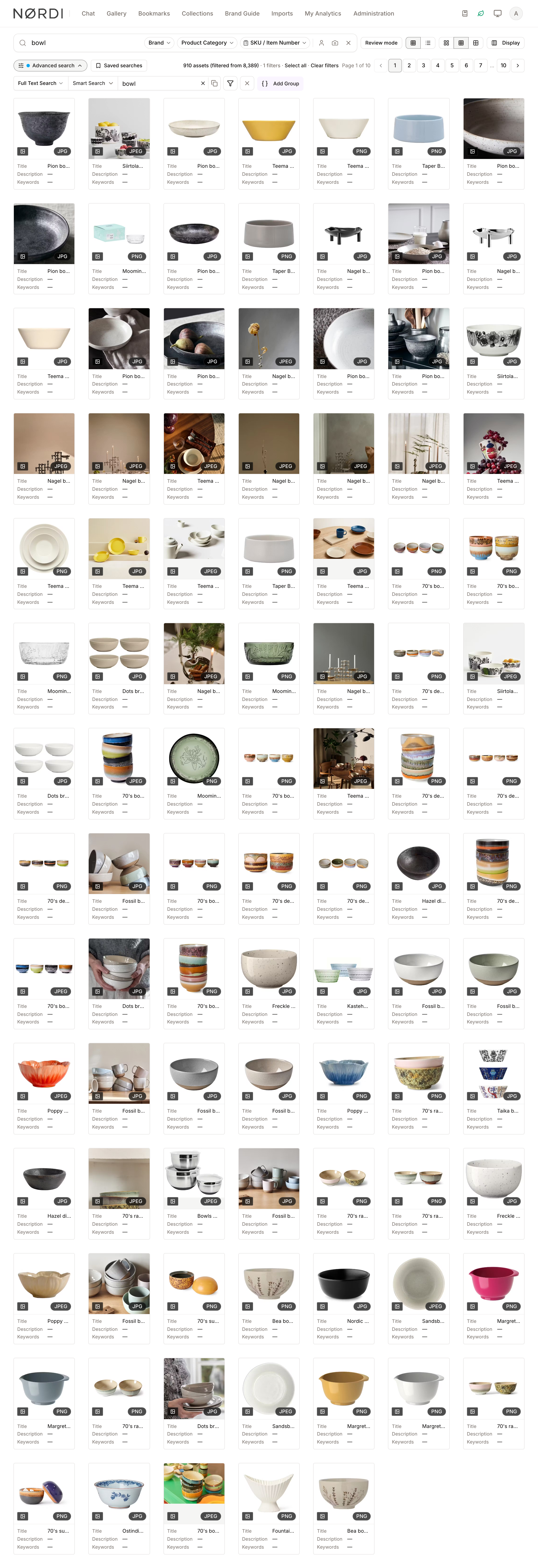 Gallery results for the keyword "bowl", with the query visible in the search bar