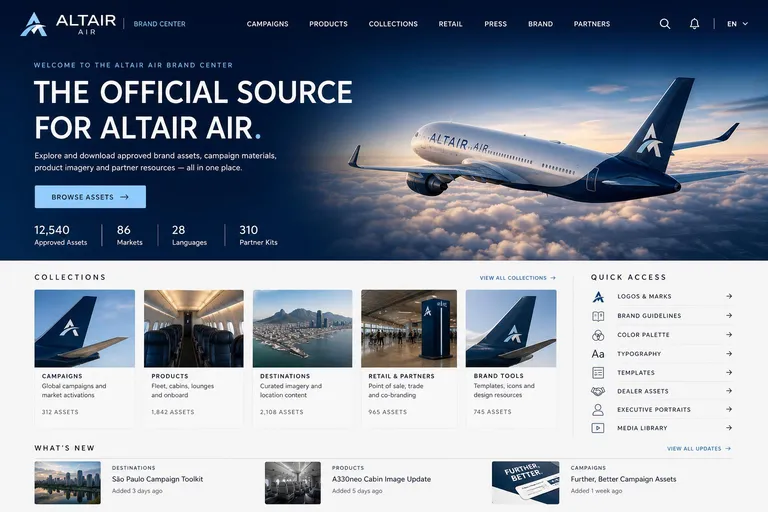 Altair Air brand center homepage, Further, Better