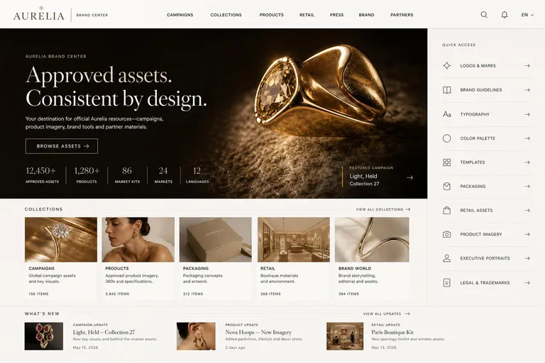 Aurelia brand center homepage, Light, Held, Collection 27