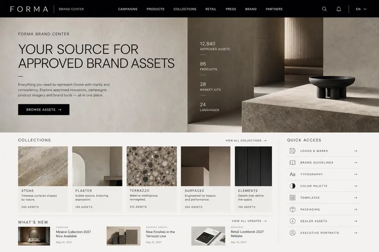 Forma brand center homepage, Mineral Collection 2027