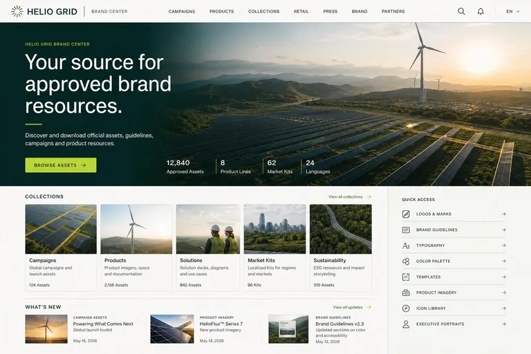 Helio Grid brand center homepage, Powering What Comes Next