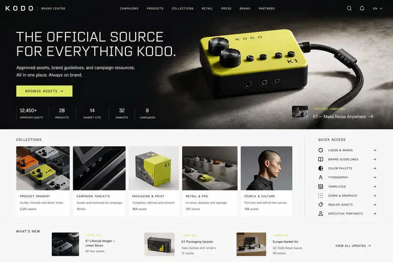 Kodo brand center homepage, K1 Portable Synth