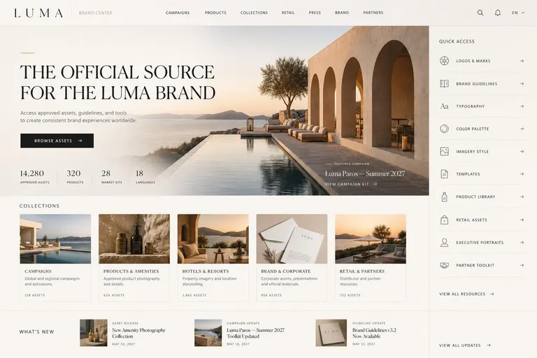 Luma Hotels brand center homepage, Luma Paros, Summer 2027