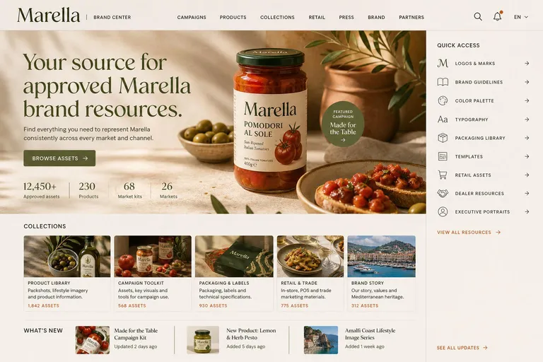 Marella brand center homepage, Made for the Table