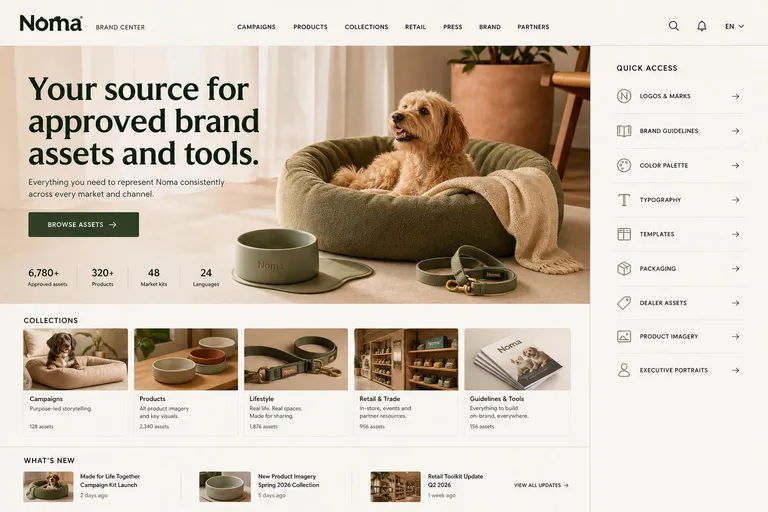Noma brand center homepage, Made for Life Together