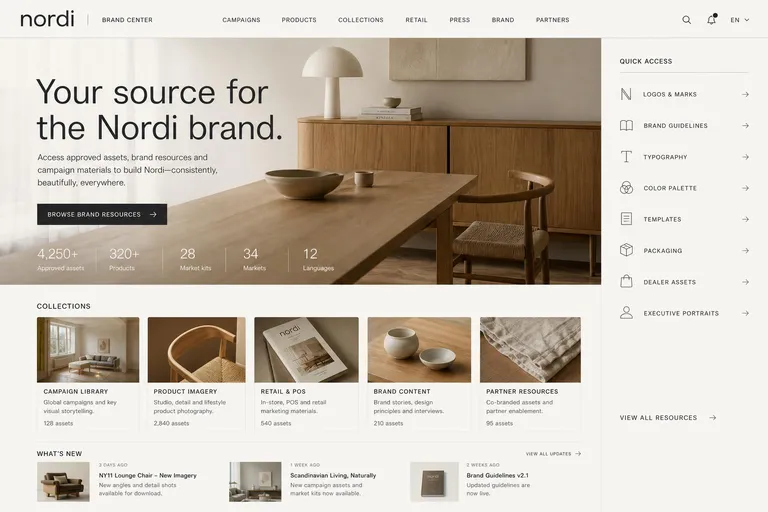 Nordi brand center homepage, Scandinavian living, naturally.