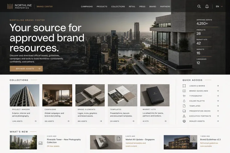 Northline Properties brand center homepage, Places That Shape Cities