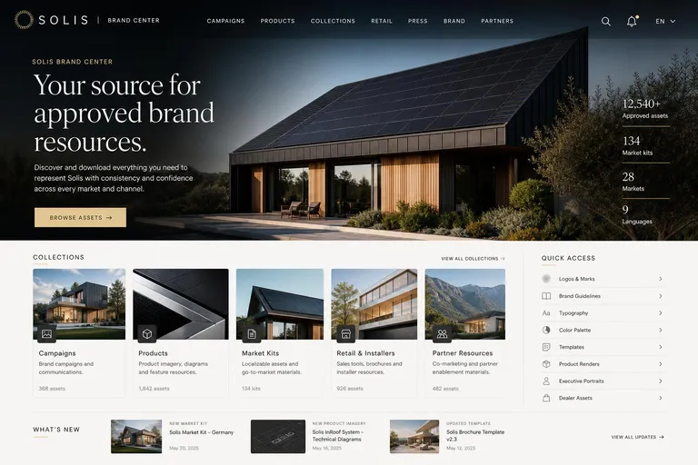 Solis brand center homepage, Energy, Beautifully Integrated