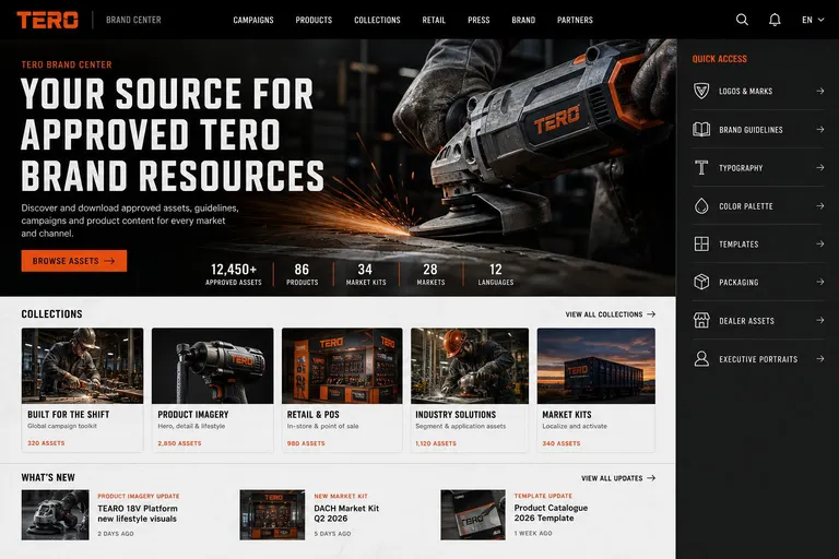 Tero brand center homepage, BUILT FOR THE SHIFT