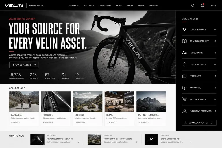 Velin brand center homepage, Alpine Series 27